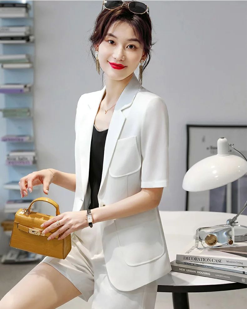 パンツスーツ 「品質良い」セットアップ 春夏 フォーマル OL オフィス 通勤 事務服 レディース 上品 おしゃれ カジュアルスーツ 30代40代 大きいサイズ ビジネス 優雅 着痩せ 半袖 「ジャケット+ショートパンツ」 2点セット きれいめ 二次会 食事代 エレガント