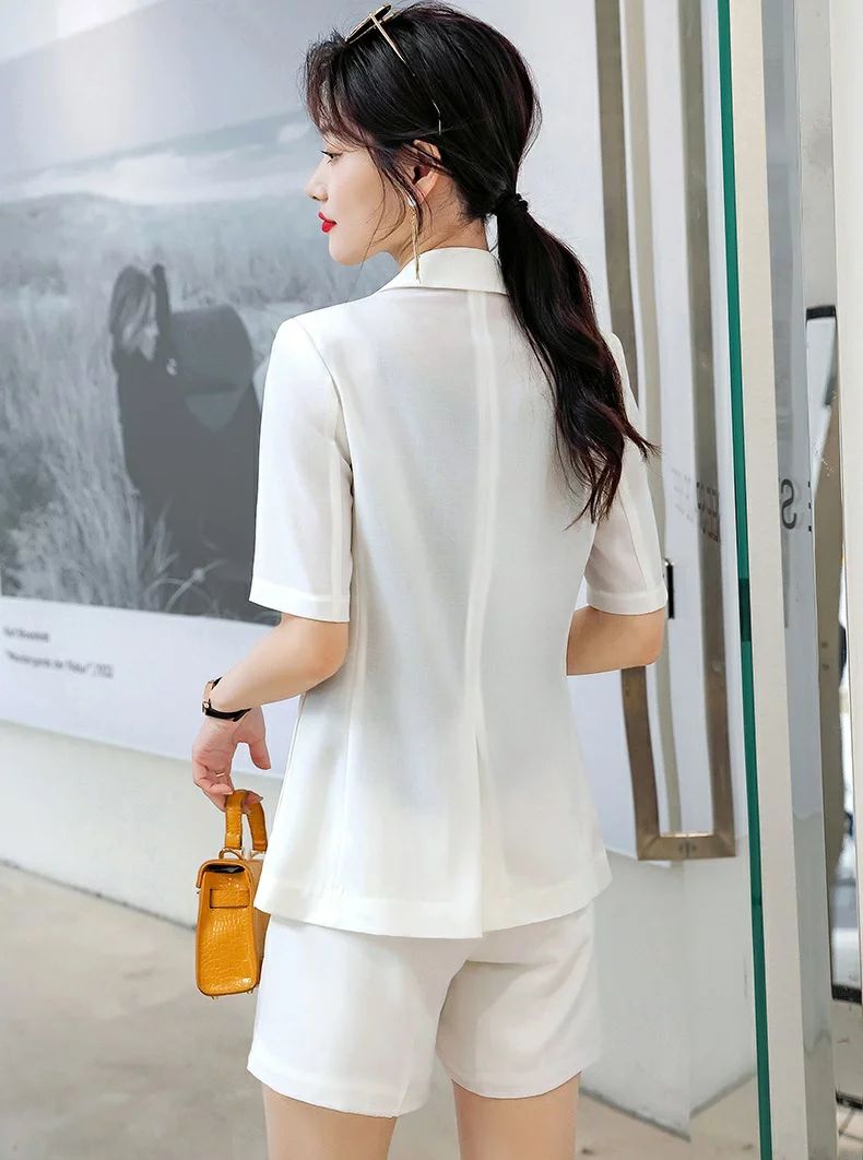 パンツスーツ 「品質良い」セットアップ 春夏 フォーマル OL オフィス 通勤 事務服 レディース 上品 おしゃれ カジュアルスーツ 30代40代 大きいサイズ ビジネス 優雅 着痩せ 半袖 「ジャケット+ショートパンツ」 2点セット きれいめ 二次会 食事代 エレガント