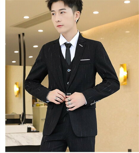 スーツ メンズ スリーピース タキシード 紳士服 礼服 メンズスーツ フォーマル 1つボタンスーツ セットアップ ビジネス キャリア リクルート 通勤 オフィス 就活 面接 上品 お呼ばれ 30代 40代 50代 結婚式 二次会 パーティー 大きいサイズ M-5XL 2色選択可 送料無料