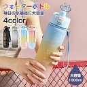 ウォーターボトル 1L 水筒 グラデーション ボトル タイムマーカー付き 1リットル 大容量 かわいい 女の子 学生 通勤 直飲み 漏れ防止 熱湯 おしゃれ スポーツ(3)