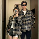 ペア カップル ペアルック かわいい レディース チェック カジュアル ペアルック アウター シンプル 服 トップス ペアルック カップル お揃い クリスマス プレゼント リンクコーデ ブランド コーデ メンズ ブランド スウェット シャツ 人気 冬 秋服