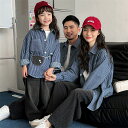 ペアルック 親子 ブランド ベビー 赤ちゃん シャツ 綿 親子 ペアルック デニム 冬 トップス ストライプ 親子ペアルック 秋 ゆったり ママ 女の子 長袖 ...