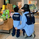 ペアルック 親子 ブランド ベビー 赤ちゃん シャツ 綿 親子 ペアルック ストライプ 冬 トップス 重ね着レイヤード 親子ペアルック 秋 ゆったり ママ 女の...