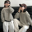 親子 ブランド 長袖 子供 赤ちゃん セーター ボーダー 親子 ペアルック 韓国風 トップス ゆったり 親子ペアルック 秋 冬 ママ 女の子 ペアルック パパ ...