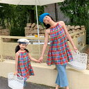 半袖 コーデ 夏 お揃い ワンピース 単品 ペア 親子 ペアルック チェック 夏服 親子コーデ シンプル カジュアル ワンピース 赤ちゃん 親子ペアルック ペア...