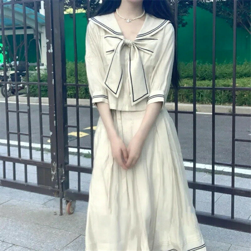 コスチューム衣装 コスプレ衣装 可愛い スカート 二本線 リボン コスプレ セーラー服 セットアップ 大きいサイズ 女子 制服 半袖 上下セット JK 高校生 ...