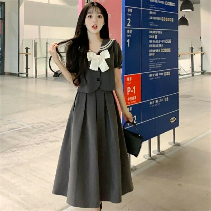 コスチューム衣装 コスプレ衣装 可愛い スカート 二本線 リボン コスプレ セーラー服 セットアップ 大きいサイズ 女子 制服 半袖 上下セット JK 高校生 ...