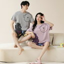 おしゃれ カップル ペア 部屋着 半袖 夏 男女2着 ペア パジャマ セット 春夏 レディース メンズ ルームウェア パジャマ 綿100% ペアパジャマ ギフト...