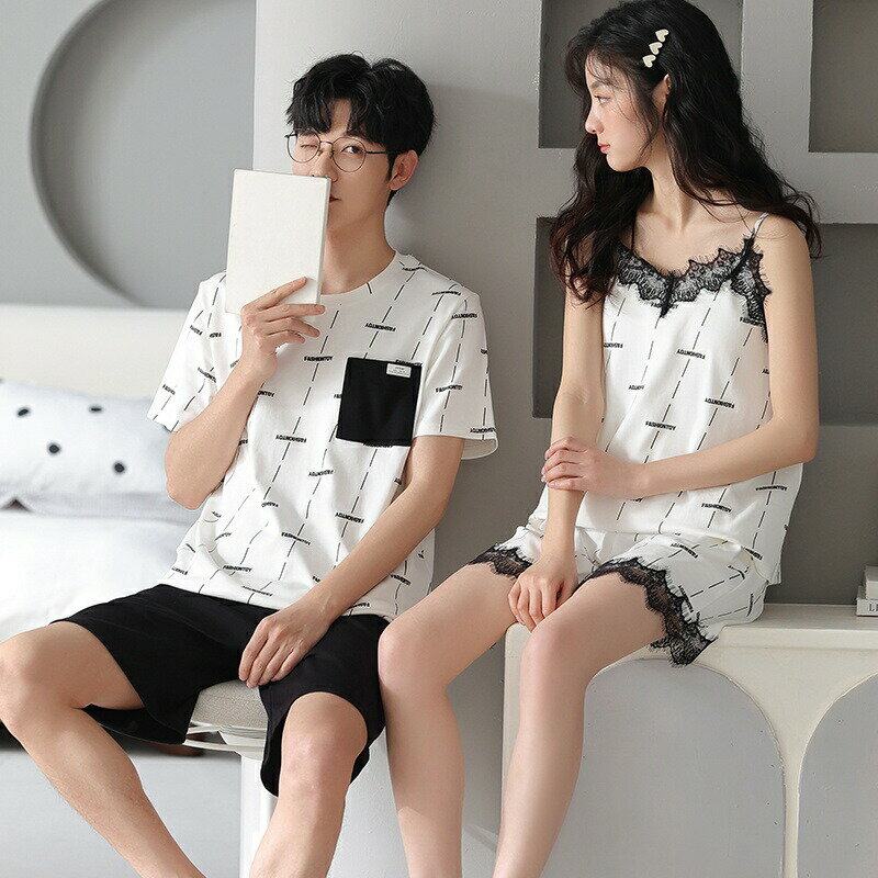 おしゃれ カップル ペア 部屋着 半袖 夏 男女2着 ペア パジャマ セット 春夏 レディース メンズ ルームウェア パジャマ 綿100% ペアパジャマ ギフト 結婚祝い プレゼント スウェット 上下セット パジャマ カップル お揃い プレゼント ペアルック シンプル カジュアル
