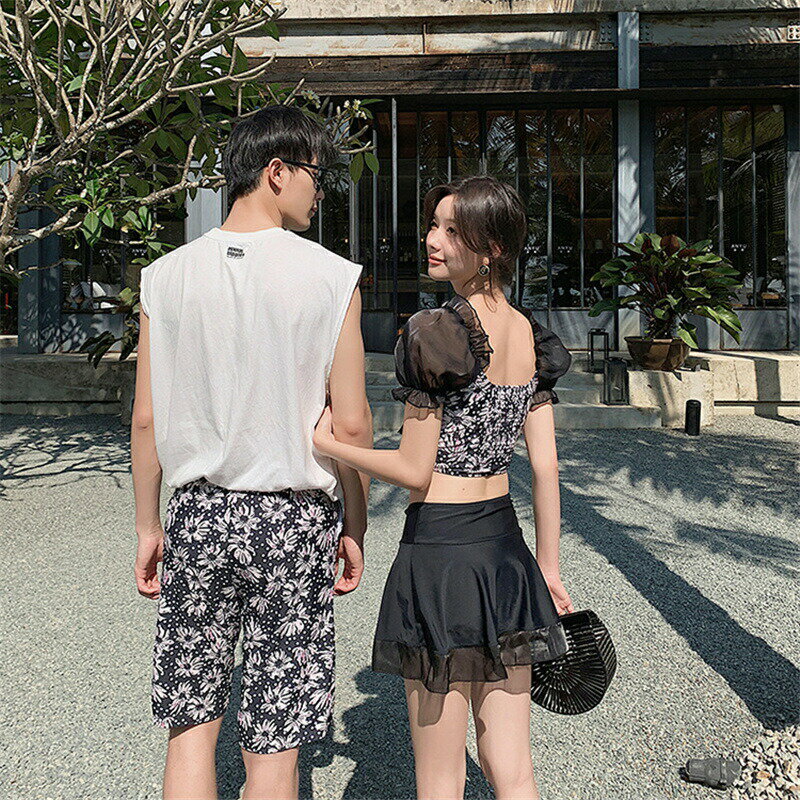 タンキニ 体型カバー 大きいサイズ カップル 水着 ペア レディース ペア水着 カップル 2点 インナーパンツ付き メンズ セット ブラー スカート サーフパンツ 男性用海パンツ 女性用 ペア 結婚祝い プレゼント ペアルック お揃い 服 夫婦 恋人 彼氏 彼女 着痩せ 海水浴 温泉