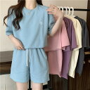 春秋 セットアップ 可愛い ゆったり レディース ジャージ セットアップ ジャージ 上下セット 半袖 スウェット 無地 おしゃれ 上下 2点 シンプル カジュア...