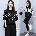 春秋 セットアップ 可愛い ゆったり レディース ジャージ セットアップ ジャージ 上下セット 半袖 スウェット 水玉 おしゃれ 上下 2点 シンプル カジュア...