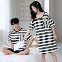 ギフト おしゃれ カップル 上下セット 半袖 夏 男女2着 ペア パジャマ セット 春夏 レディース メンズ ルームウェア パジャマ ワンピース 綿100% ペ...