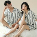 おしゃれ カップル ペア 部屋着 半袖 夏 男女2着 ペア パジャマ セット パジャマ 春夏 メンズ 前開き ルームウェア レディース ペアパジャマ ギフト 結...