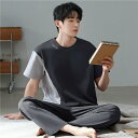 おしゃれ 春 夏 男性用 半袖 綿 灰色 パジャマ メンズ グレー ルームウェア メンズパジャマ シンプル セットアップ 夏用 上下 セット 紳士 パジャマメン...