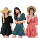 パレオ タンキニ 大きいサイズ オトナ女子 ワンピース インナーパンツ付き 赤 レディース 水着 黒 L XL 緑 無地 M 2XL 体型カバー リゾート おしゃれ ママ 水着 ワンピースタイプ ゆったり sexy 着痩せ 海水浴 温泉 旅行 20代 30代 40代 50代