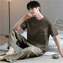 春 夏 パジャマメンズ 部屋着 半袖 綿 ブラウン パジャマ メンズ シンプル メンズパジャマ 上下 セットアップ 夏用 ルームウェア セット 紳士 おしゃれ ...