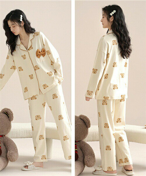 カップル ペア パジャマ ペアルック カップル ペア ルームウェア ペアパジャマ 長袖 ペアパジャマ プレゼント Vネット 秋冬 綿 結婚祝い ペアパジャマ 大きいサイズ お祝い ギフト 上下セット レディース 部屋着 カップル メンズ パジャマ 春ルームウェア 前開き クマ