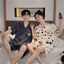 ギフト おしゃれ カップル 上下セット 半袖 夏 男女2着 ペア パジャマ セット 前開き 春夏 メンズ ルームウェア パジャマ レディース 綿 ペアパジャマ ...