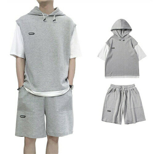 半袖 夏 大きいサイズ 高校生 メンズ セットアップ 春 ジャージ 上下2点セット 夏 男性用 シャツ ジャ..