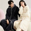 パジャマ 夫婦 もこもこ プレゼント モコモコ 男女2着 セット ペアパジャマ 冬 長袖 シンプル カップル 前開き ロング丈 フード付き ペア ルームウェア ...