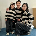 ゆったり ママ 親子 親子お揃い服 赤ちゃん ニット トレーナー 親子 ペアルック ボーダー 親子ペアルック ブランド 韓国風 ファッション セーター 秋 冬 ...