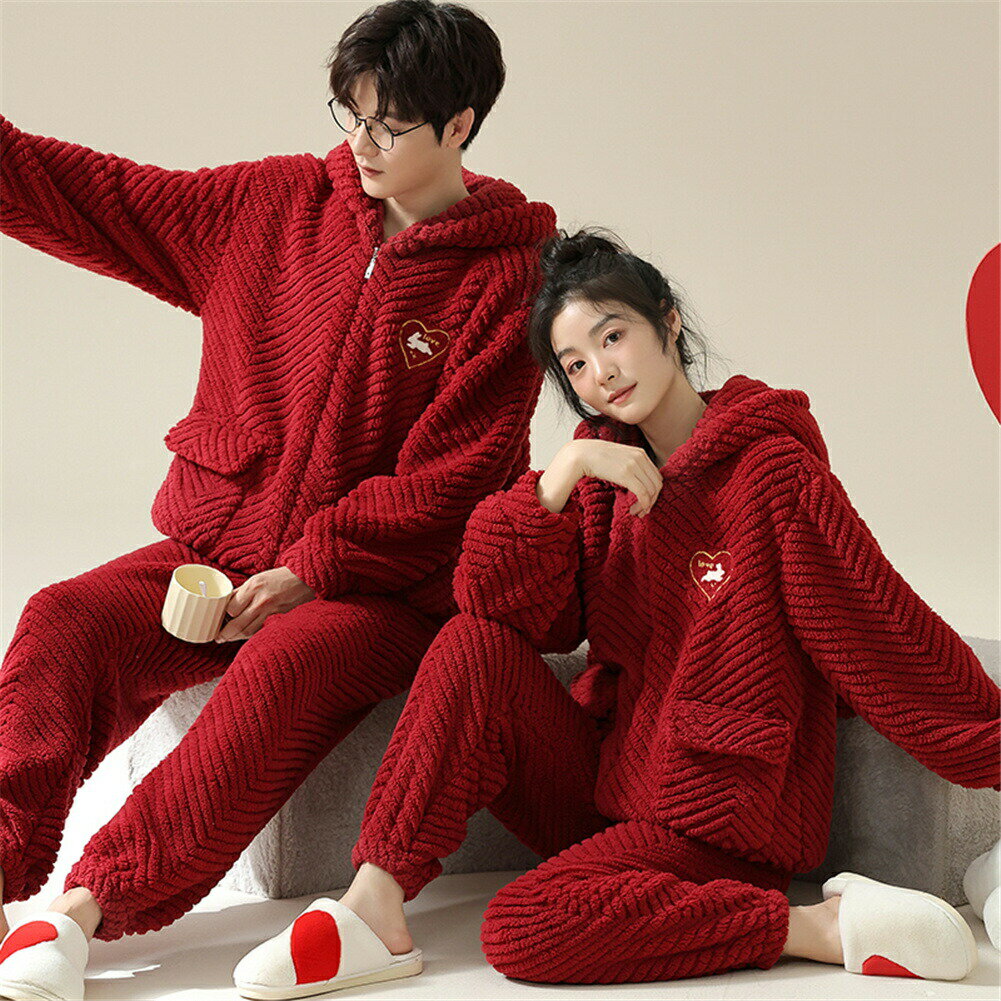 パジャマ 夫婦 もこもこ 結婚祝い モコモコ 男女2着 セット ペアパジャマ 冬 長袖 かわいい カップル 前開き ハート うさぎ ペア ルームウェア ペア メンズ ペアパジャマ カップル 秋冬 プレゼント ペアパジャマ カップル お揃い ギフト ルームウェア 部屋着