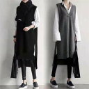 ニットベスト ワンピース 春 秋 冬 ベストワンピース レディース ニット タンクトップ ワンピース vネック 重ね着 ベストノースリーブ タンク 春コーデ 着痩せ 美シルエット レイヤード オシャレ きれいめ シンプル カジュアル ゆったり 着回し トレンド