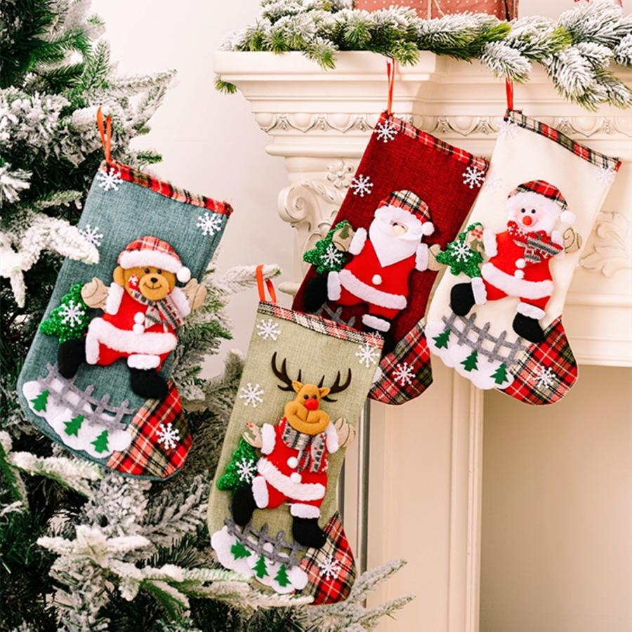 乐天商城 - 可愛い 靴下 クリスマス飾り クリスマス 大きい プレゼント袋 31cm×19cm 家庭装飾 玄関飾り プレゼント/キャンディ/お菓子入れ オーナメント プレゼント袋