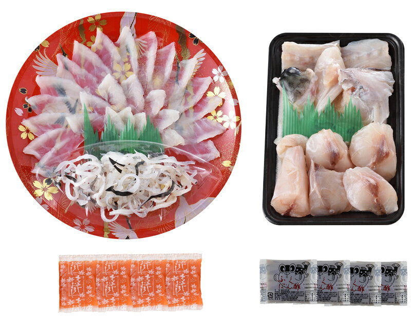 美食サークルの《8月中はエントリーでポイント10倍！》【お中元(御中元)ギフト2026にも！】下関「関とら本店」とらふく刺身・ふくちりセット（とらふぐ刺身 22cm皿＆ふぐちり(ふぐ鍋セット)）[送料無料][内祝い・出産内祝い・結婚内祝い・快気祝い お返し ギフトにも！][美食サークル]｜アングル3