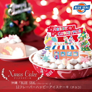 【クリスマスケーキ予約・2021】沖縄「BLUE SEAL（ブルーシール）」12フレーバーハッピーアイスケーキ（チョコ）【送料無料】