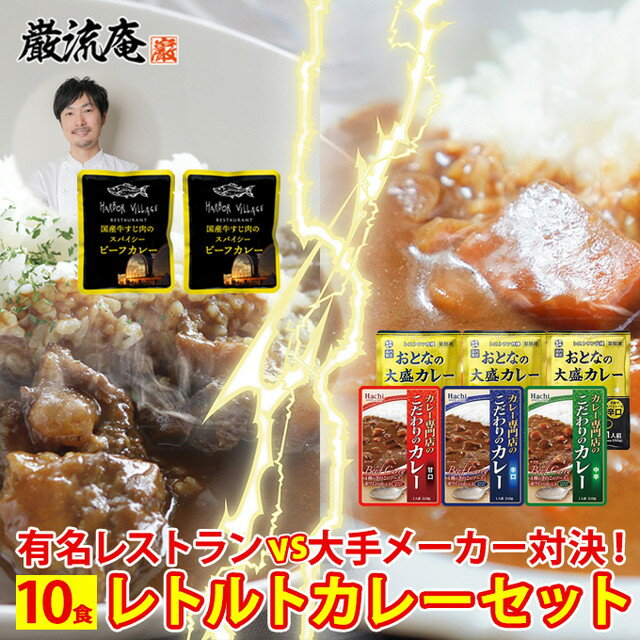 カレー レトルトカレー 詰め合わせ セット 高級 有名レストラン 食べ比べ セット シェフ こだわり 牛すじカレー 国産 博多 ハーバービレッジ お取り寄せ カレー専門店 こだわりのカレー おとなの大盛カレー 甘口 中辛 辛口 インスタント 送料無料 大容量 big