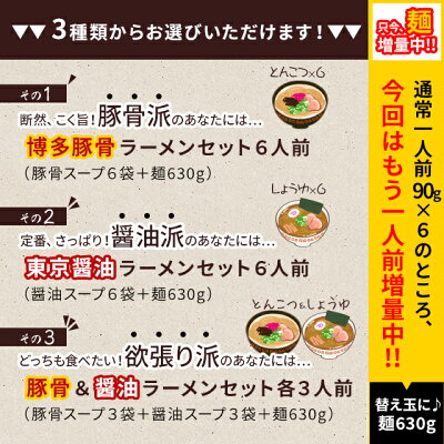 美食の駅 ラーメン らーめん 送料無料 とんこつラーメン しょうゆラーメン 豚骨 醤油 選べる 博多 東京 ご当地 麺 細麺 おまけ おいしい ポイント消化 保存食 非常食 備蓄食品 6人前 画像3