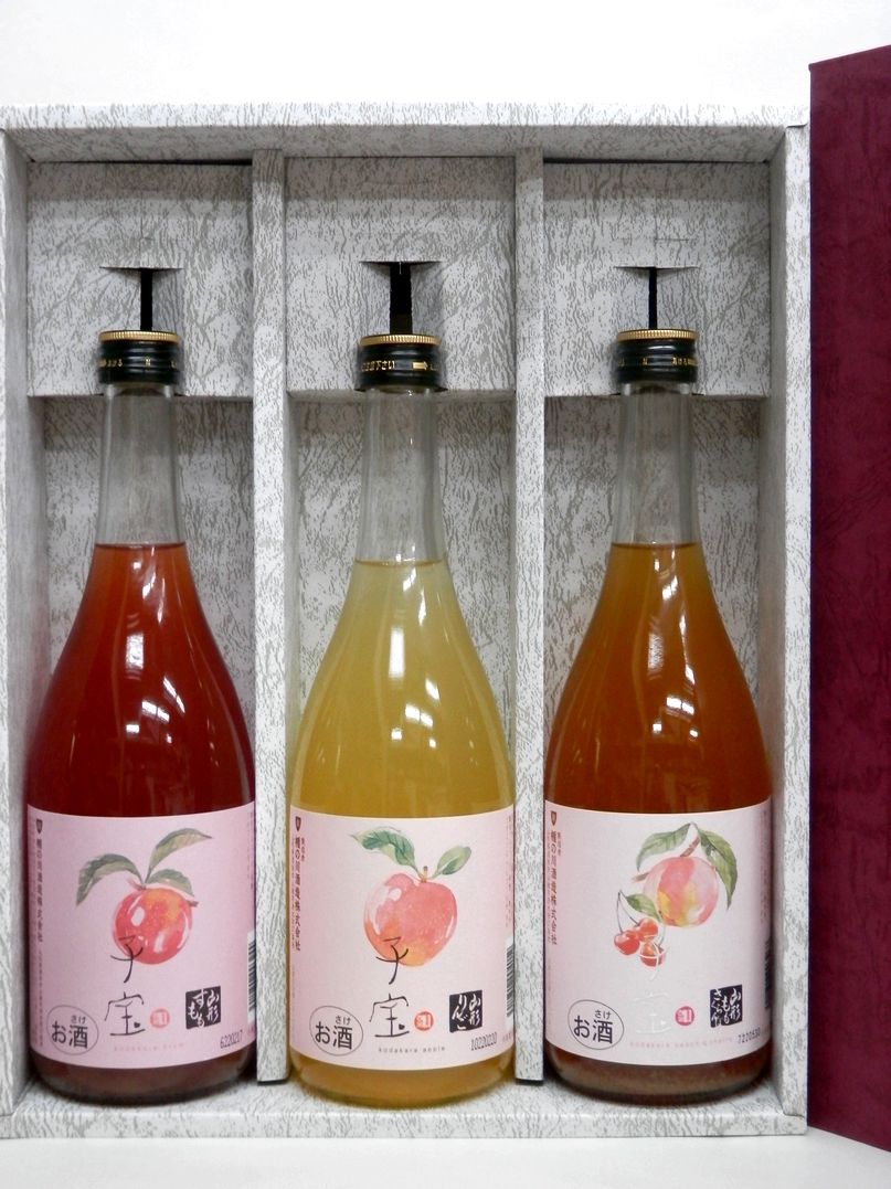 子宝 飲み比べギフトセット 山形すもも＆山形りんご＆山形もも・さくらんぼ 720ml×3本 楯の川酒造（株）