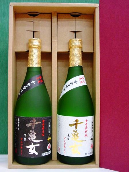 本格焼酎 千亀女 芋製＆麦製 送料込み 飲み比べギフトセット 720ml×2本化粧箱入　鹿児島県志布志市、若潮酒造(株)