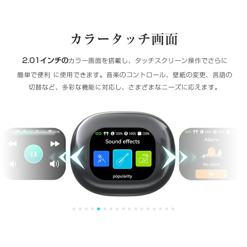 【2026最新 タッチパネル搭載】 空気伝導イヤホン Bluetooth5.4 液晶付き 2.01インチ イヤホン ながら聴き 耳掛け型 ワイヤレスヘッドセット TWS＆OWS オープンイヤー 快適 タッチスクリーン 自動ペア 高音質 マイク ENCノイズキャンセリング 【PL保険加入済み製品・安心】 biso-jin-10002333 健康広場 サンプル画像3