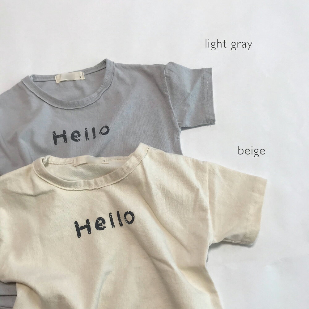 Hello Tシャツ Bisque 韓国子供服 ビスク ベビー服 キッズ服 赤ちゃん 子供 男の子 女の子 ユニセックス ナチュラル シンプル 半袖 夏用 ロゴT おしゃれ かわいい くすみカラー 3カラー コットン 出産準備 姉妹兄弟 お揃い リンクコーデ デイリー ギフト bisque2-10000251 韓国子供服 Bisque(びすく) サンプル画像2