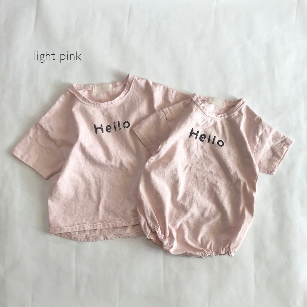 Hello Tシャツ Bisque 韓国子供服 ビスク ベビー服 キッズ服 赤ちゃん 子供 男の子 女の子 ユニセックス ナチュラル シンプル 半袖 夏用 ロゴT おしゃれ かわいい くすみカラー 3カラー コットン 出産準備 姉妹兄弟 お揃い リンクコーデ デイリー ギフト bisque2-10000251 韓国子供服 Bisque(びすく) サンプル画像3