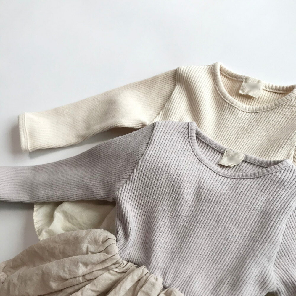 リブフレアロンパース ベビー服 女の子 秋冬 70 ロンパース 兄弟 お揃い 出産祝い 新生児 男の子 赤ちゃん 服 ベビー 長袖 ロンパース ナチュラル シンプル おしゃれ ギフト プレゼント 出産準備 リブ フレア 3カラー くすみカラー 60 70 80 90 リンクコーデ 姉妹 3