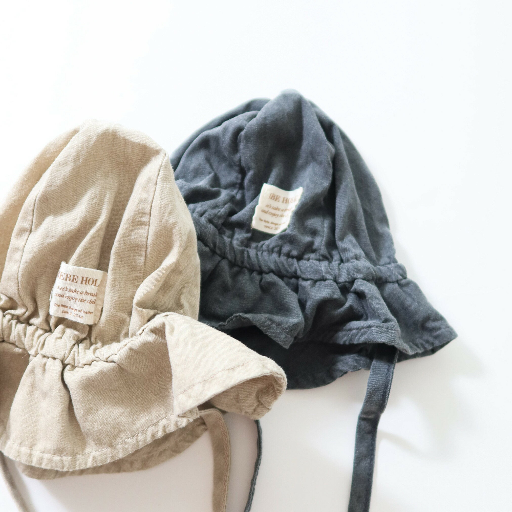 babyツイルハット Bisque びすく 韓国子供服 ビスク ベビー服 キッズ服 男の子 女の子 ユニセックス ナチュラル シンプル おしゃれ かわいい ベビー帽子 ベビーハット 帽子 紐付き ナチュラルカラー コットン 紫外線防止 出産祝い 新生児 出産準備 春 夏 ギフト プレゼント 2