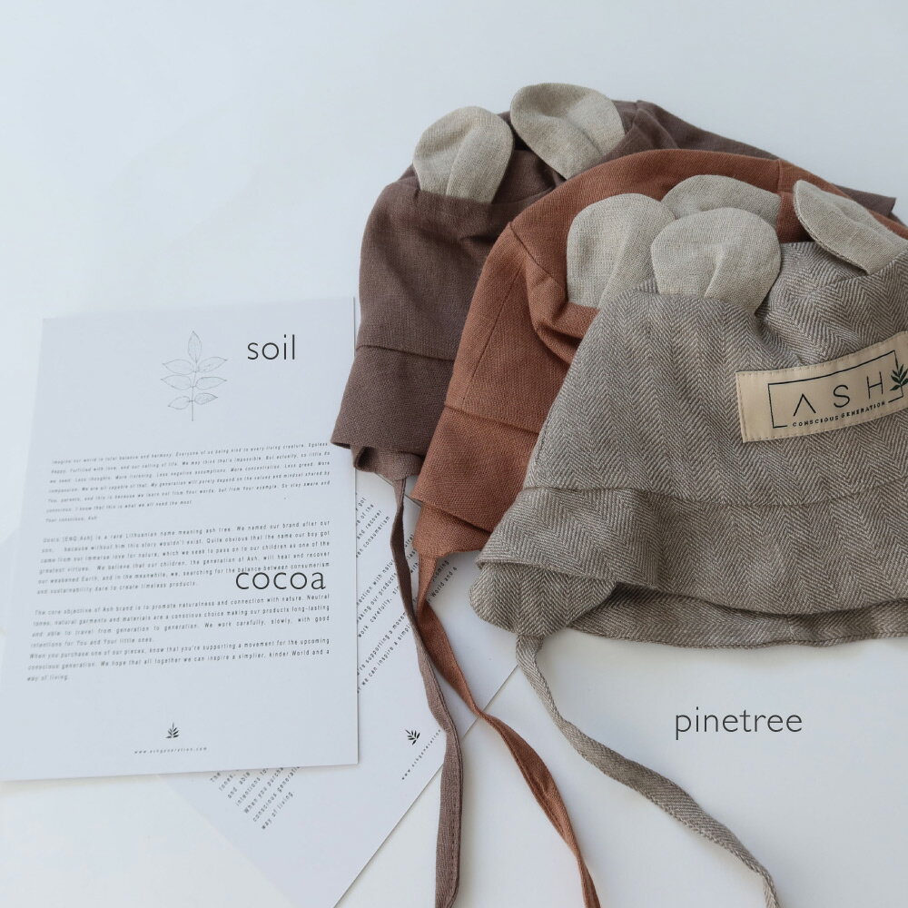 ASH bearハット Bisque びすく 韓国子供服 ビスク ベビー 赤ちゃん 男の子 女の子 ユニセックス ナチュラル シンプル おしゃれ かわいい 帽子 ベビー帽子 hat 耳付き セレクトショップ 新生児 リネン SHOMKA ブランド 正規品 出産祝い 出産準備 ギフト プレゼント 3