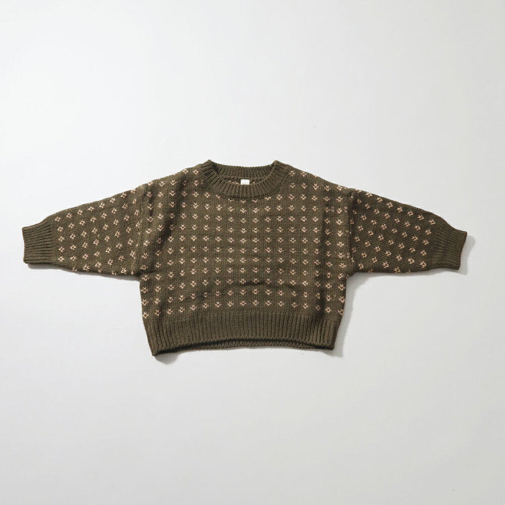 デザインニットプルオーバー Bisque びすく 韓国子供服 ビスク キッズ服 ベビー キッズ 赤ちゃん 子供 秋 冬 男の子 女の子 ユニセックス 長袖 ニット セーター シックカラー アースカラー 幾何学模様 80 90 100 110 120 130 ギフト プレゼント