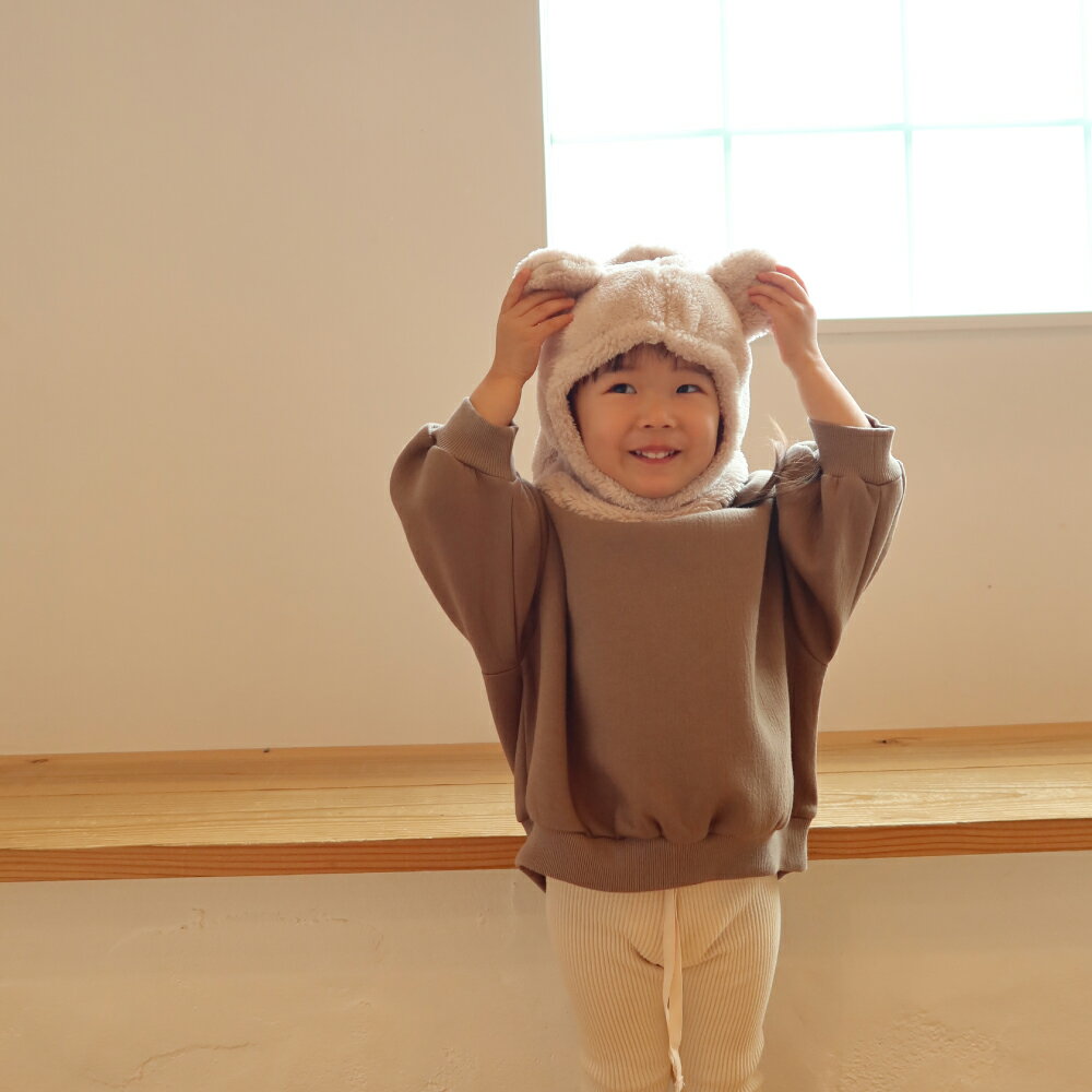 モコモコ帽子 Bisque びすく 韓国子供服 ビスク キッズ 子供 男の子 女の子 ユニセックス 秋冬 防寒 帽子 耳付き帽子 ふわふわ フリース モコモコ かわいい おしゃれ くま耳 アースカラー 4カラー デイリー 写真撮影 誕生日 出産祝い ベビー ギフト まとめ買い 3