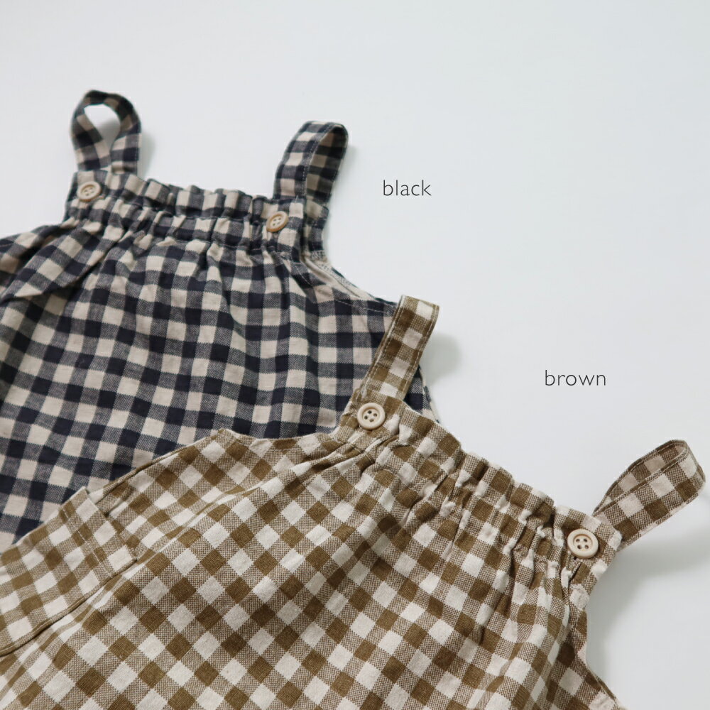 チェッカーサロペット Bisque びすく 韓国子供服 ビスク ベビー服 ベビー 赤ちゃん 女の子 男の子 ユニセックス ロンパース コットン オールシーズン シンプル ナチュラル おしゃれ かわいい ベーシックカラー ギフト プレゼント 2