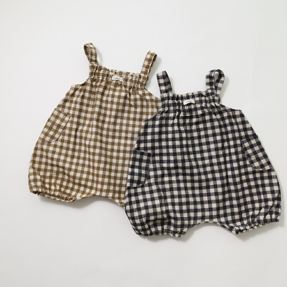チェッカーサロペット Bisque びすく 韓国子供服 ビスク ベビー服 ベビー 赤ちゃん 女の子 男の子 ユニセックス ロンパース コットン オールシーズン シンプル ナチュラル おしゃれ かわいい ベーシックカラー ギフト プレゼント 3
