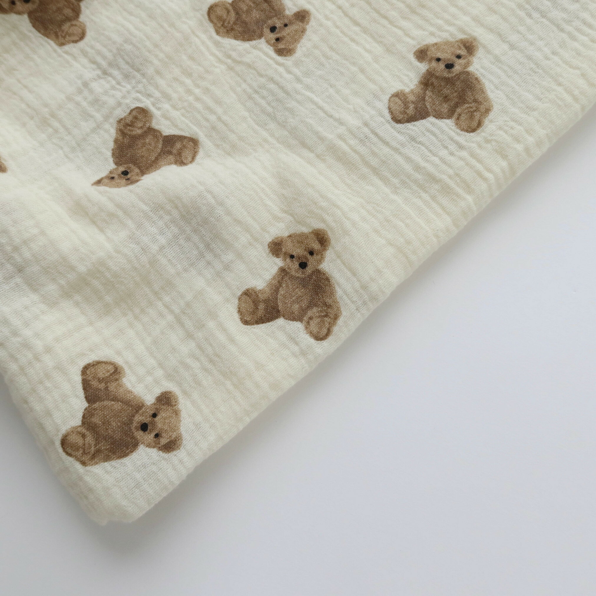 くまブランケット 韓国子供服 Bisque びすく ビスク おくるみ ベビー 赤ちゃん 出産祝い スワドル ベビー用品 ガーゼ 出産準備 新生児 くま柄 ブランケット 薄手 オールシーズン 保育園準備 入園準備 コットン ワンカラー ナチュラルカラー 生成り ギフト まとめ買い 3