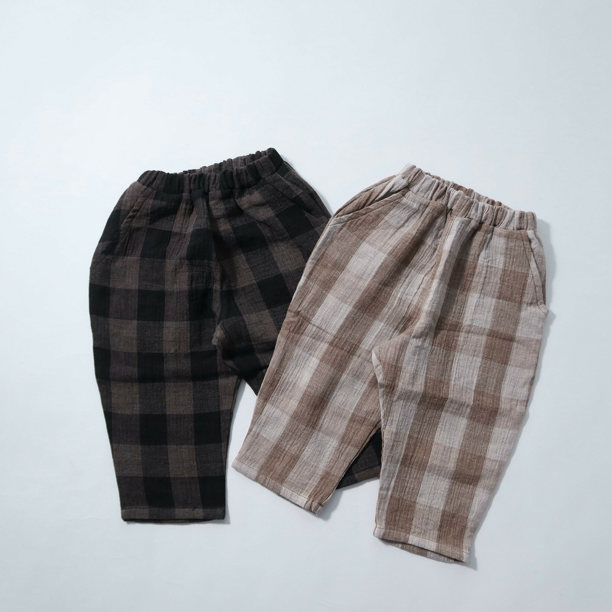 ブロックチェックパンツ　 Bisque びすく 韓国子供服 ビスク キッズ服 ベビー服 ベビー キッズ 赤ちゃん 子供 男の子 女の子 ユニセックス ボトムス ナチュラル シンプル おしゃれ かわいい 長ズボン レトロ チェック レトロチェック コットン 2カラー ギフト プレゼントのサムネイル