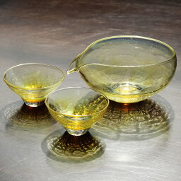 glass calico 月光 (げっこう) 冷酒器セット (片口・ぐい呑 2個) グラスキャリコ ハンドメイド ガラス酒器 おしゃれ 来客用 ギフト プレゼント