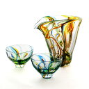 SAIZOU GLASS LABO Lotus (ロータス) 冷酒器セット (縦型片口・ぐい呑2個) サイゾウグラスラボ 可児友紀 ハンドメイド ガラス酒器 お...