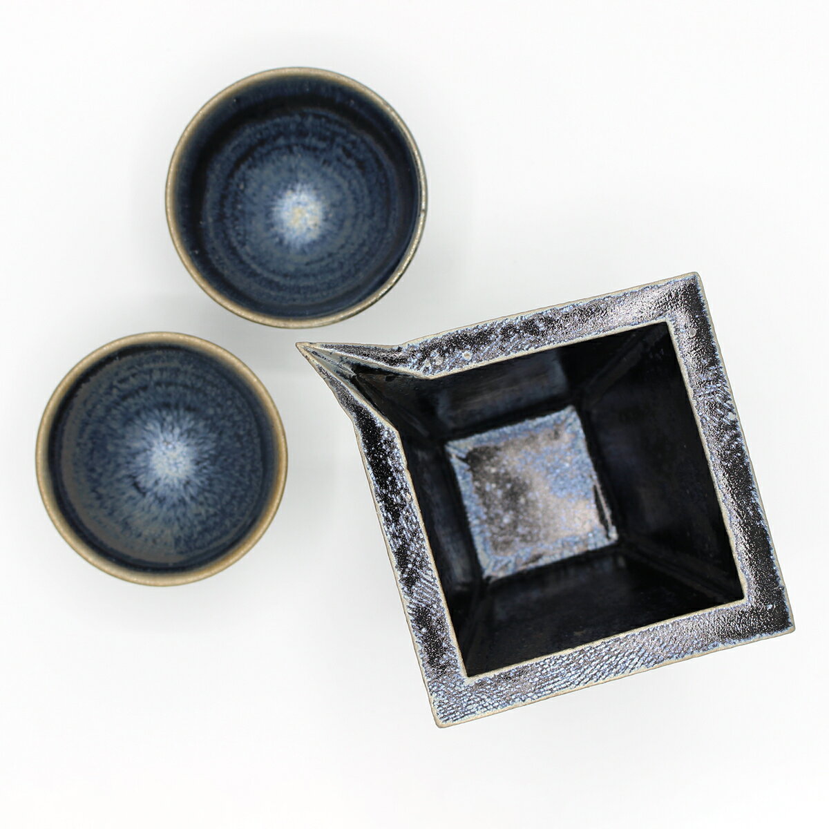 山下陶房 山下秀樹 銀化天目（ぎんかてんもく） 角片口 (中・1.5合) 【単品販売】 冷酒 熱燗 ぬる燗 おしゃれ ギフト プレゼント 3